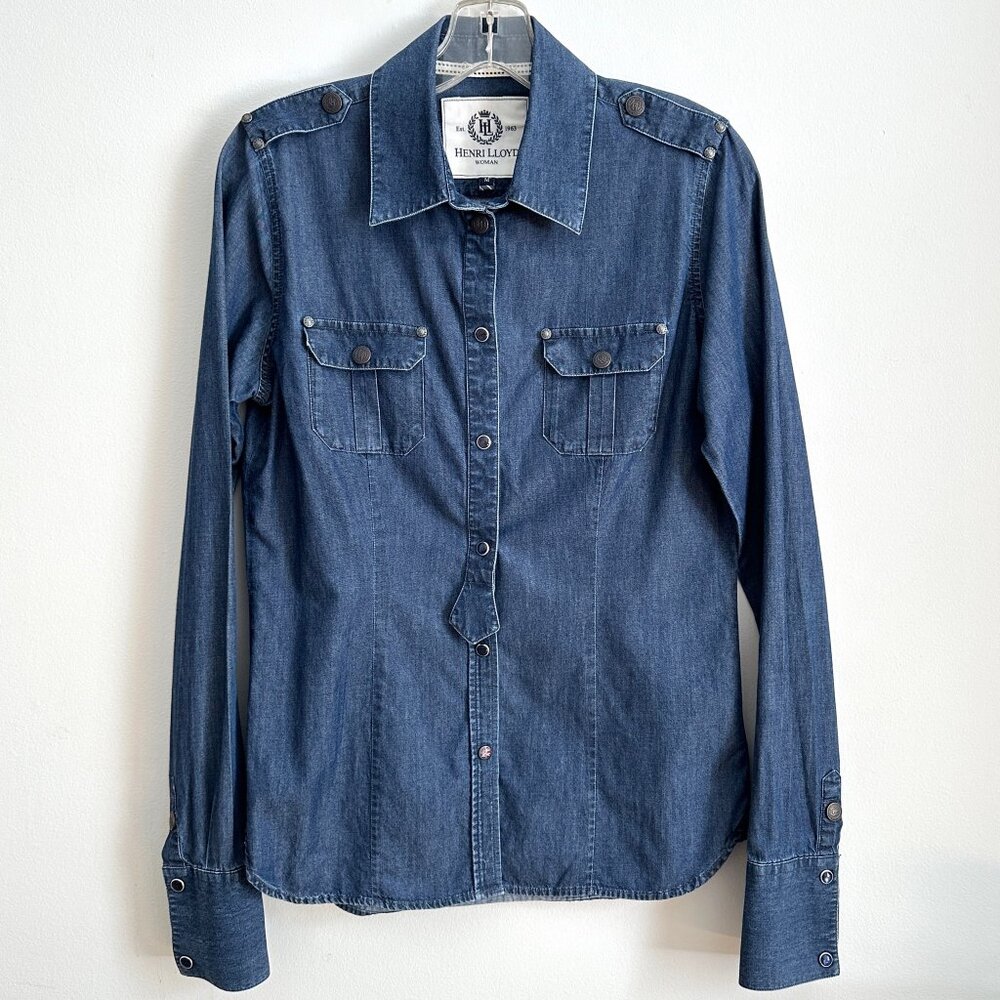 Vintage Rare Henri Lloyd Denim Blue 100% cotton logo signature made Portugal - M